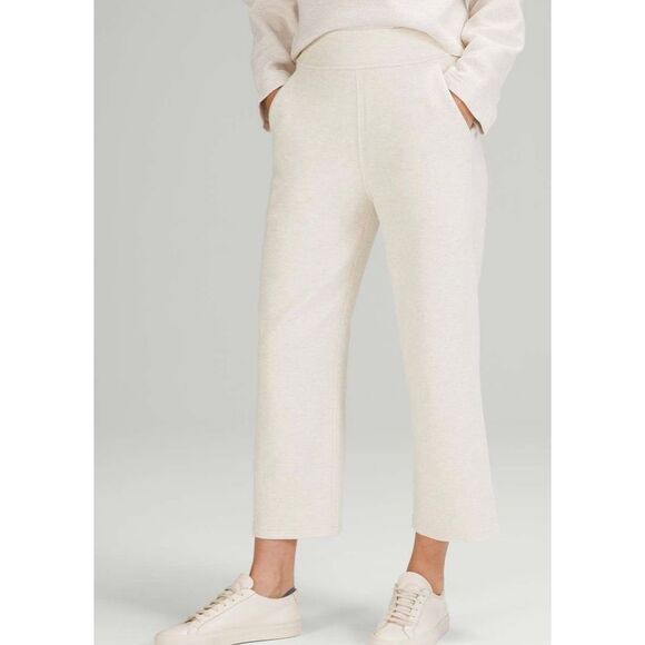 Lululemon oatmeal high rise crop textured wide leg pant 14 - Picture 1 of 13
